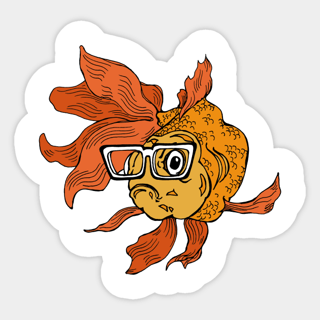 Hipster Goldfish Sticker by artfulfreddy